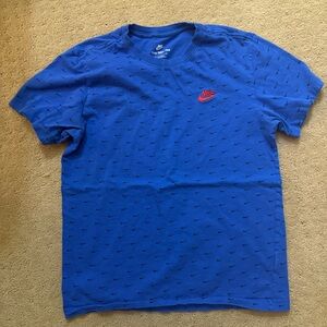 Nike Royal Blue Men's Tee with Red Logo